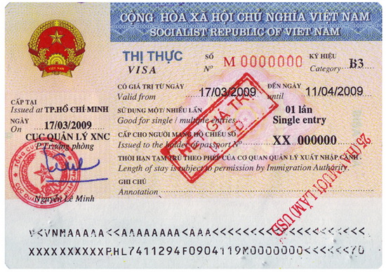 Vietnam single entry visa